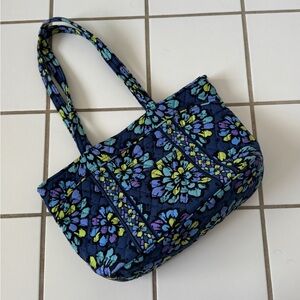 Vera Bradley Navy Quilted Wildflower Paisley Tote • Floral Cotton Shoulder Bag